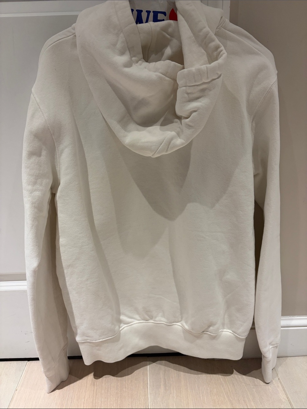 MC2 Saint Barth Cream Hoodie with Blue Script Logo - Picture 3 of 3
